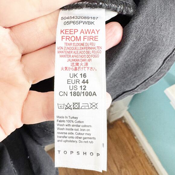 TOPSHOP Black Button Front Denim Jean Dress Cottage Boho 100% Cotton NEW 12 - Picture 6 of 11